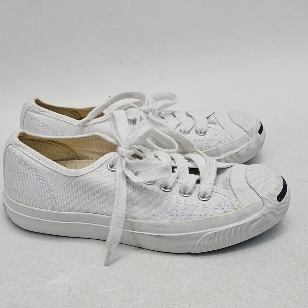 Converse Jack Purcell White Canvas Low Top Sneakers Womens 5 Youth 3.5 5Q698